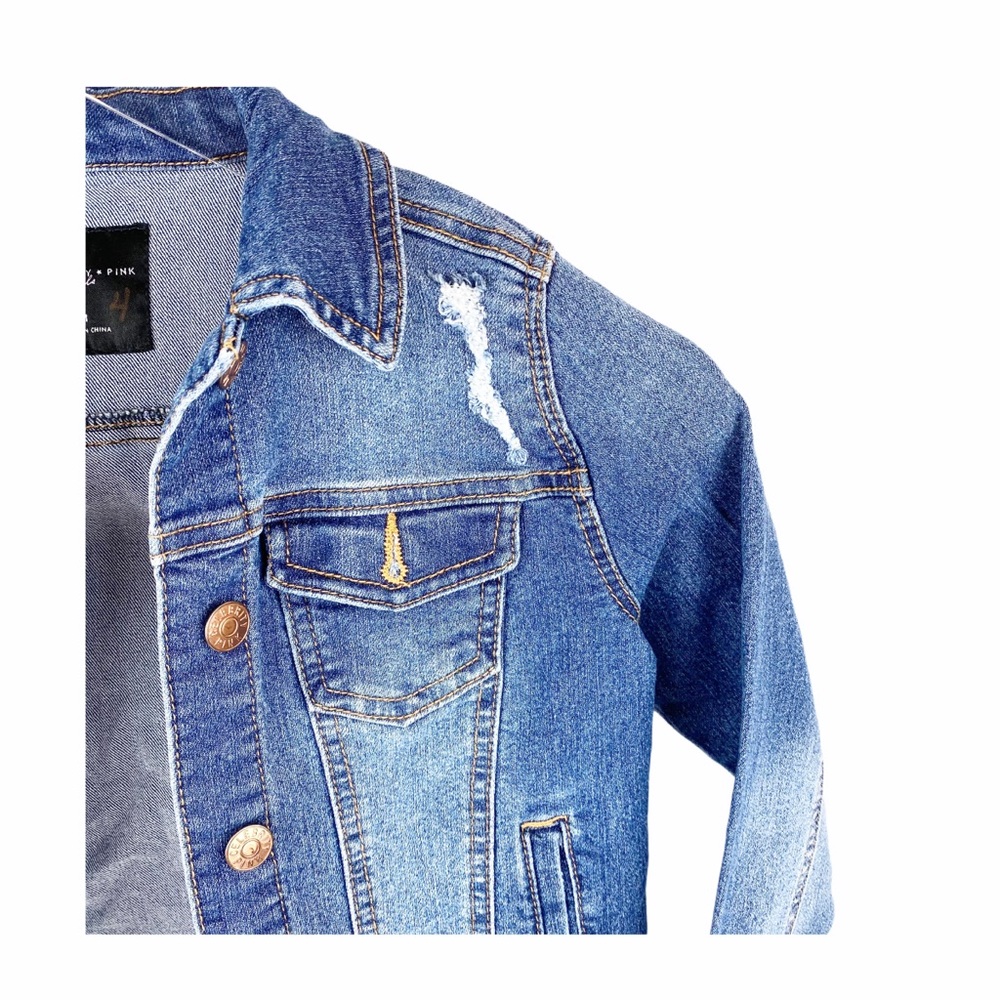 CELEBRITY PINK Distressed Denim Cropped Jacket Med - Picture 5 of 5